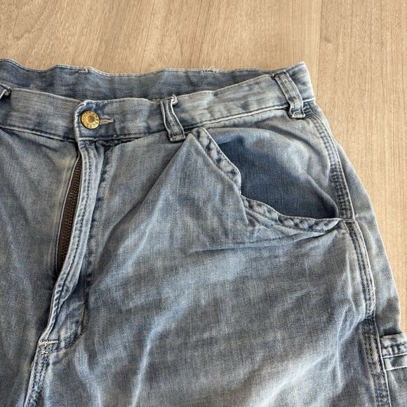 VTG Polo Ralph Lauren Carpenter Jean Shorts‎ Y2K Mens 36 Ripped Jorts Blue 90s - Picture 2 of 13